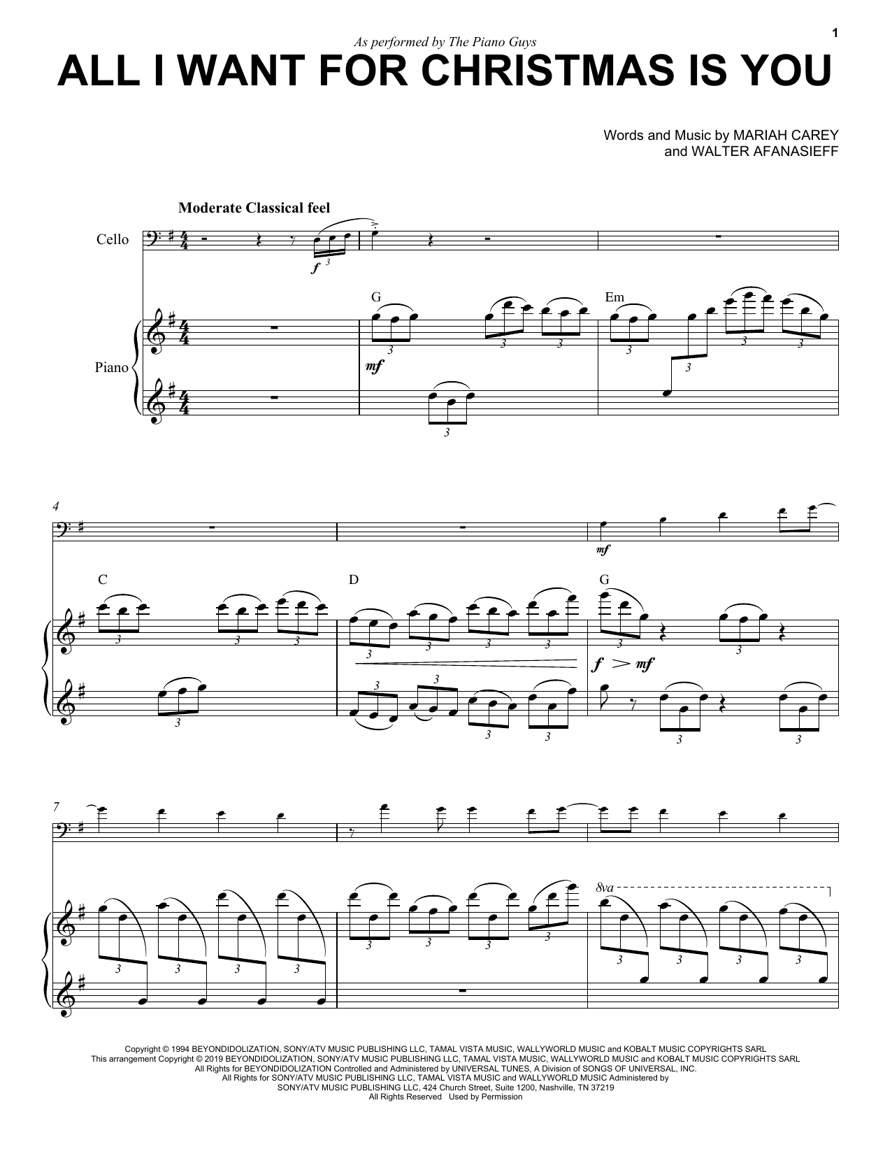 Download The Piano Guys All I Want For Christmas Is You Sheet Music