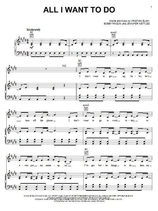 Download Sugarland All I Want To Do Sheet Music