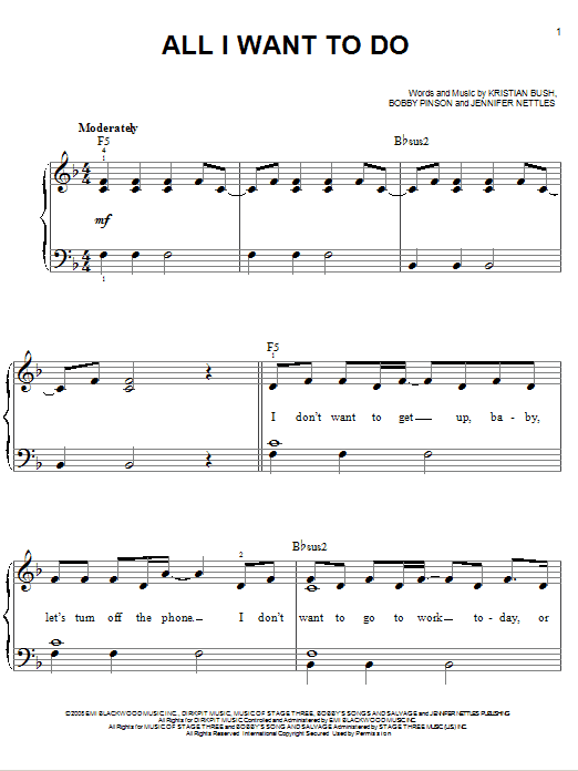 Download Sugarland All I Want To Do Sheet Music