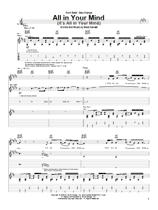 Download Beck All In Your Mind (It's All In Your Mind Sheet Music