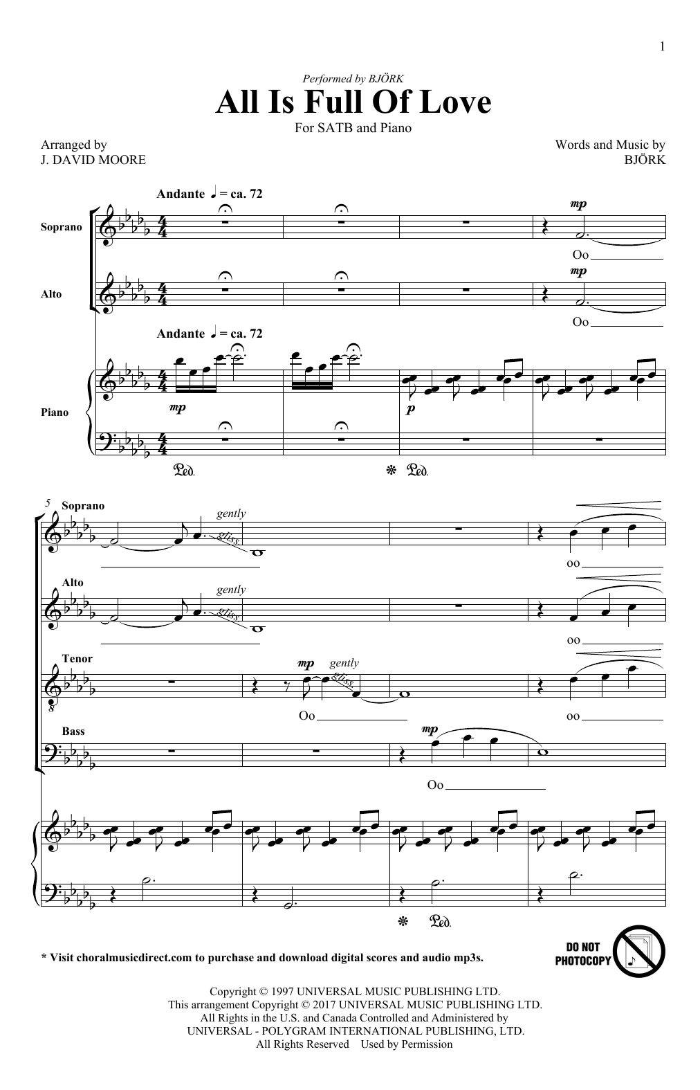 Download J. David Moore All Is Full Of Love Sheet Music