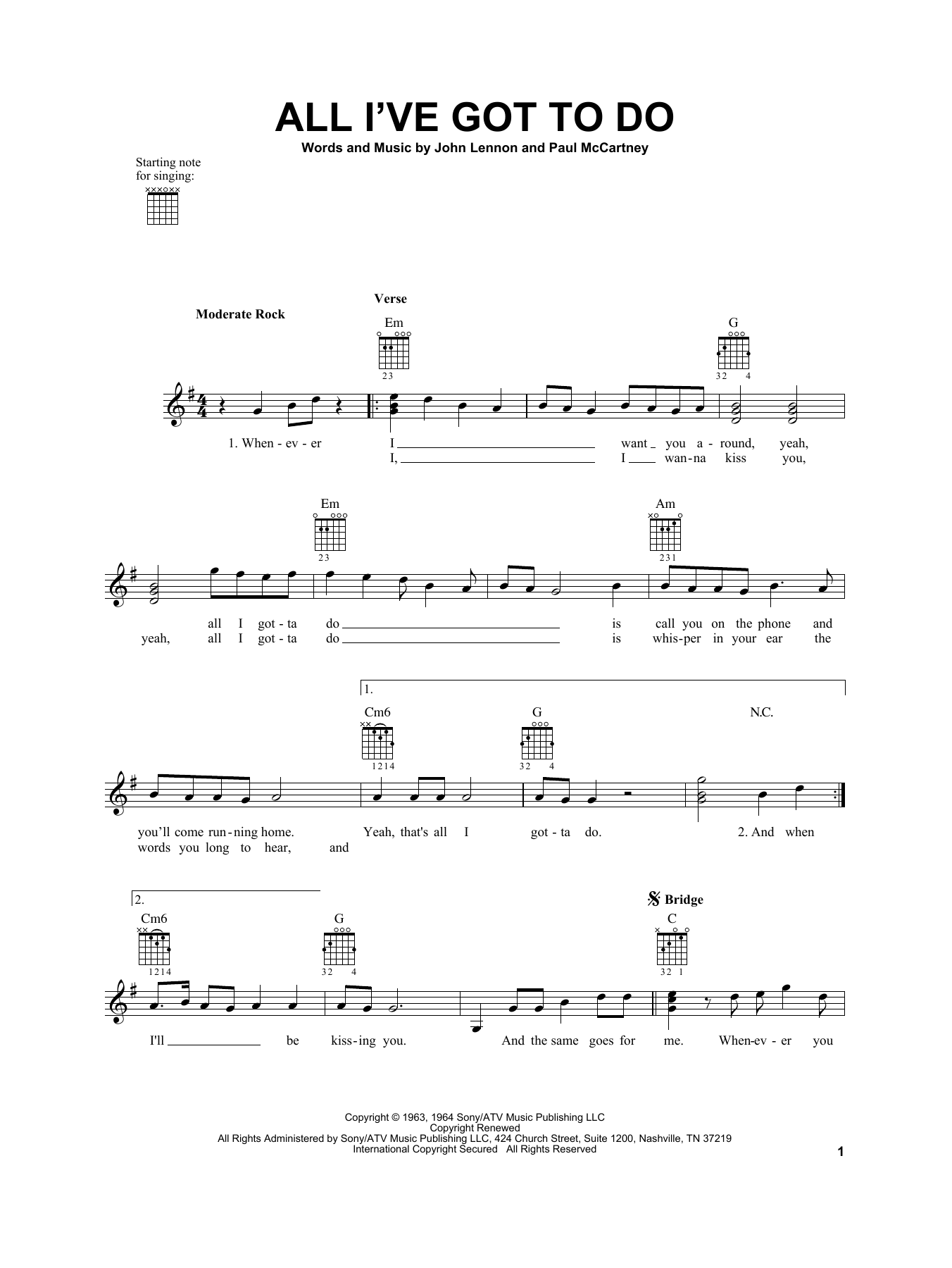Download The Beatles All I've Got To Do Sheet Music