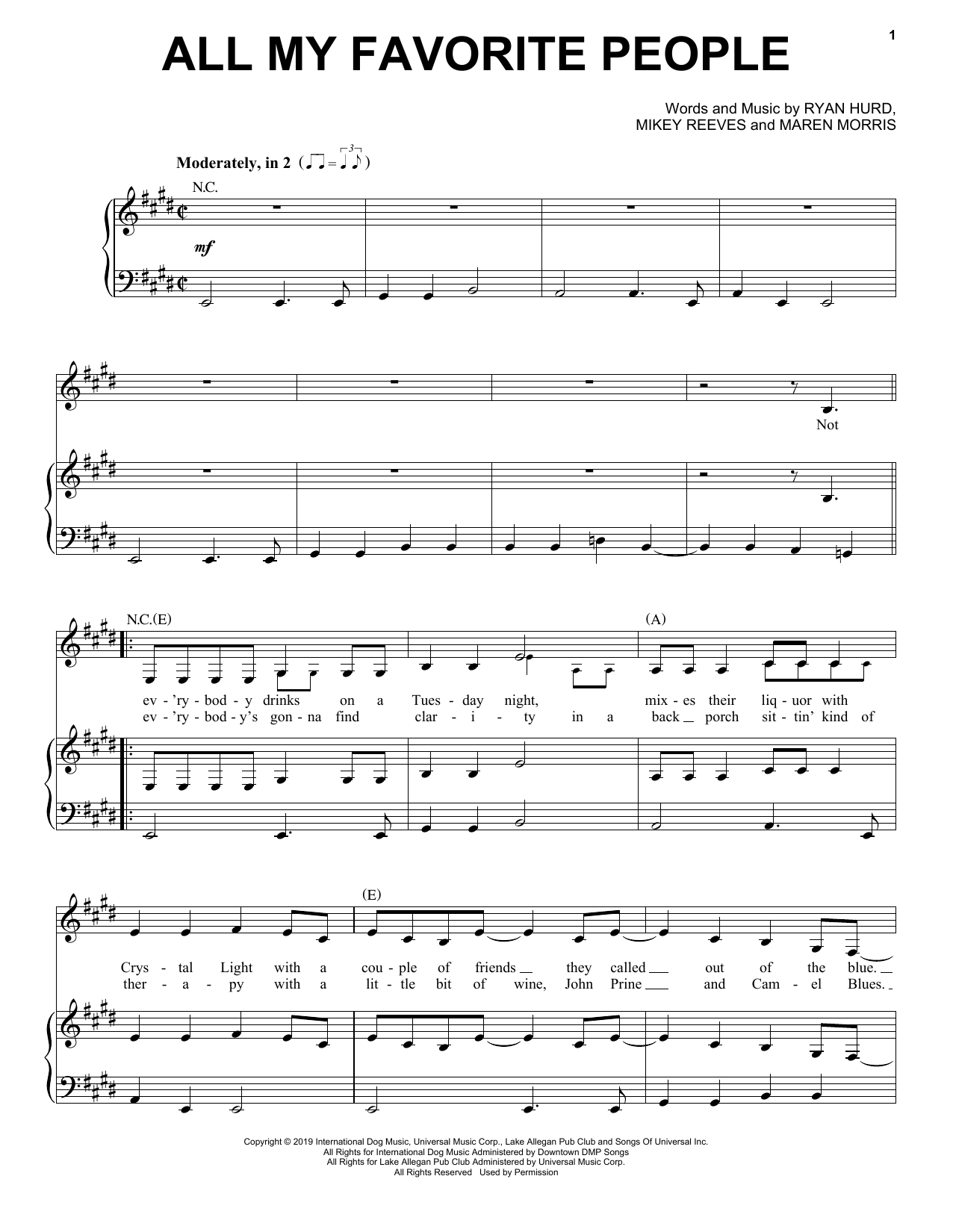 Download Maren Morris All My Favorite People (feat. Brothers Sheet Music