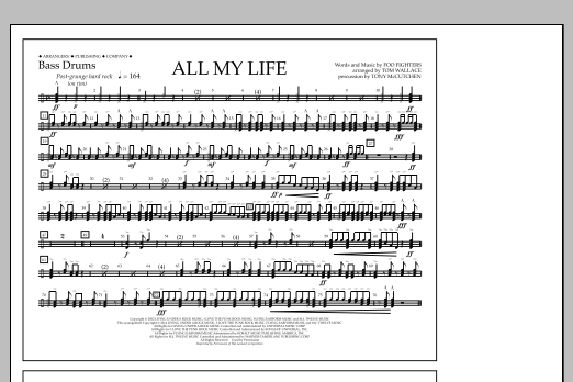 Download Tom Wallace All My Life - Bass Drums Sheet Music