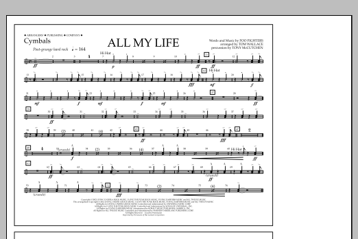 Download Tom Wallace All My Life - Cymbals Sheet Music