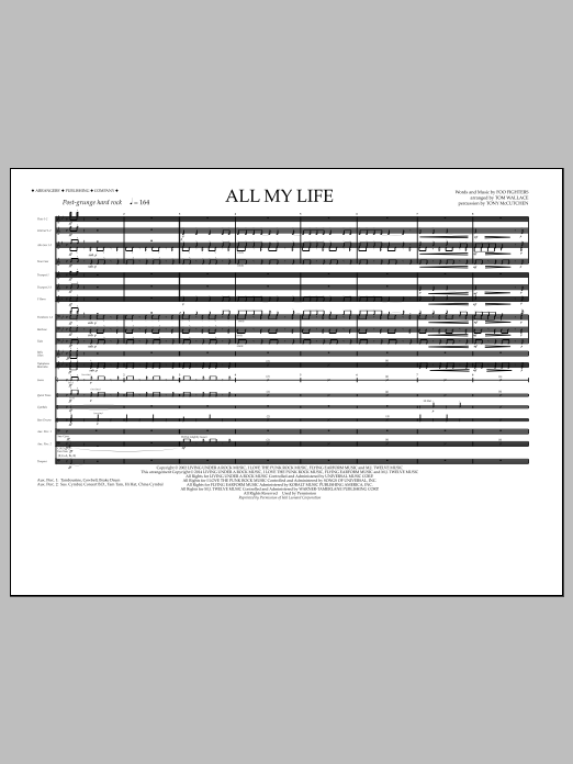 Download Tom Wallace All My Life - Full Score Sheet Music