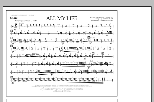 Download Tom Wallace All My Life - Snare Sheet Music