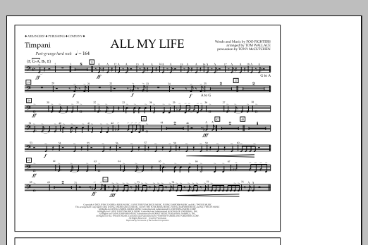 Download Tom Wallace All My Life - Timpani Sheet Music