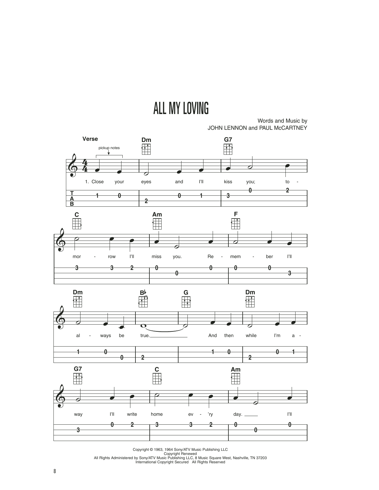 Download The Beatles All My Loving Sheet Music