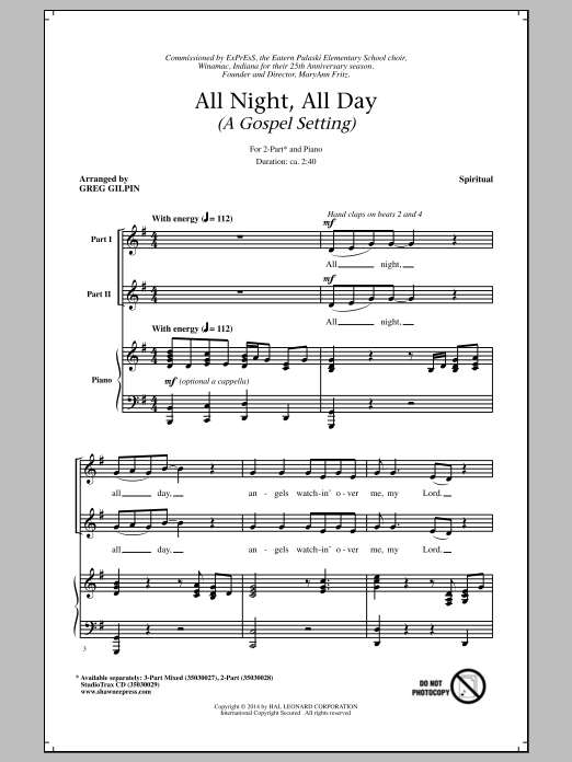 Download Greg Gilpin All Night, All Day Sheet Music