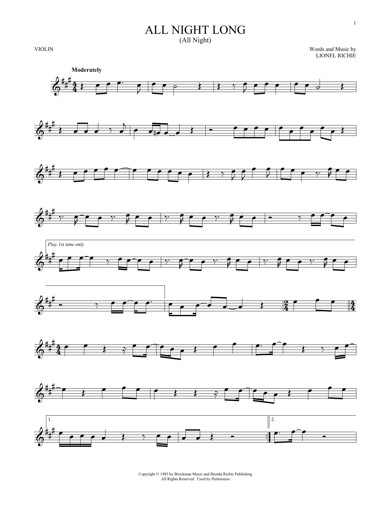 Download Lionel Richie All Night Long (All Night) Sheet Music
