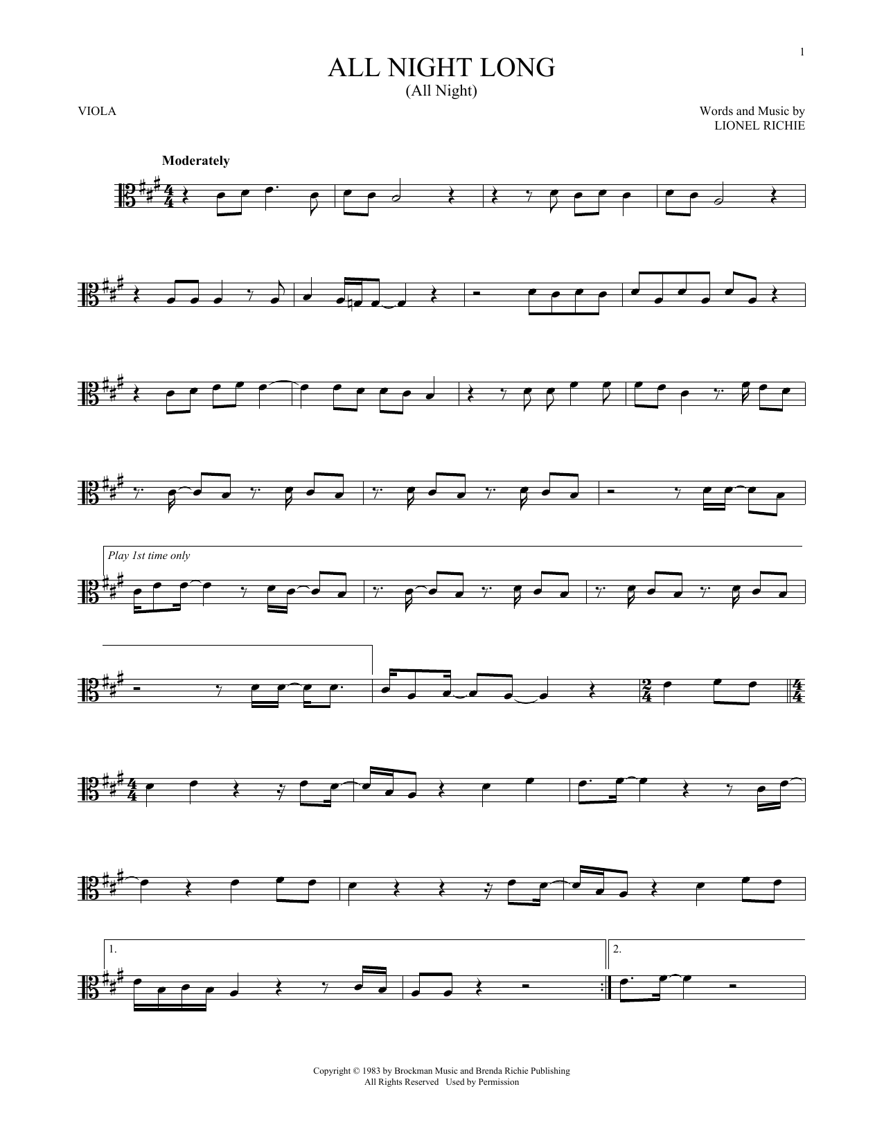 Download Lionel Richie All Night Long (All Night) Sheet Music