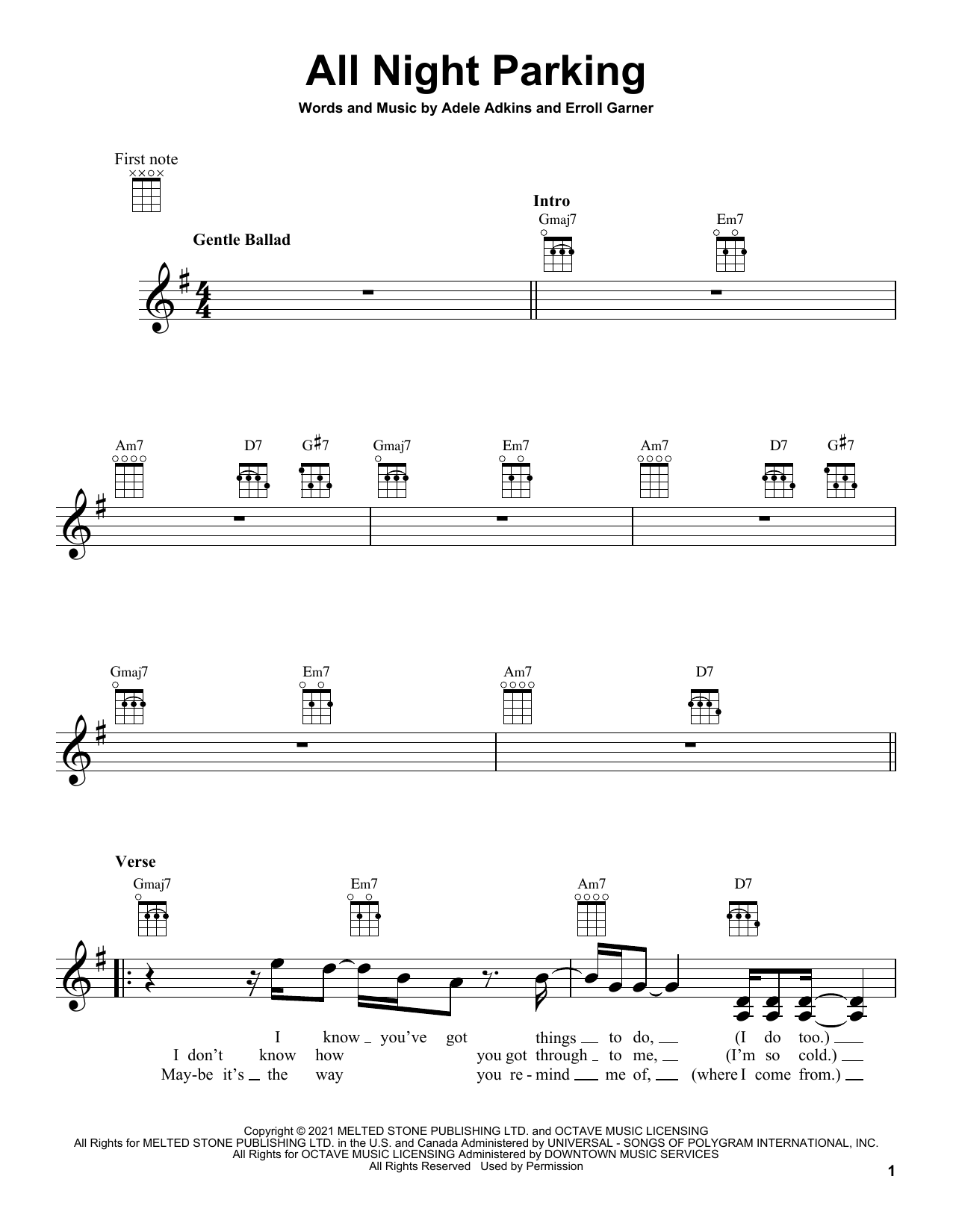 Download Adele All Night Parking (Interlude) Sheet Music