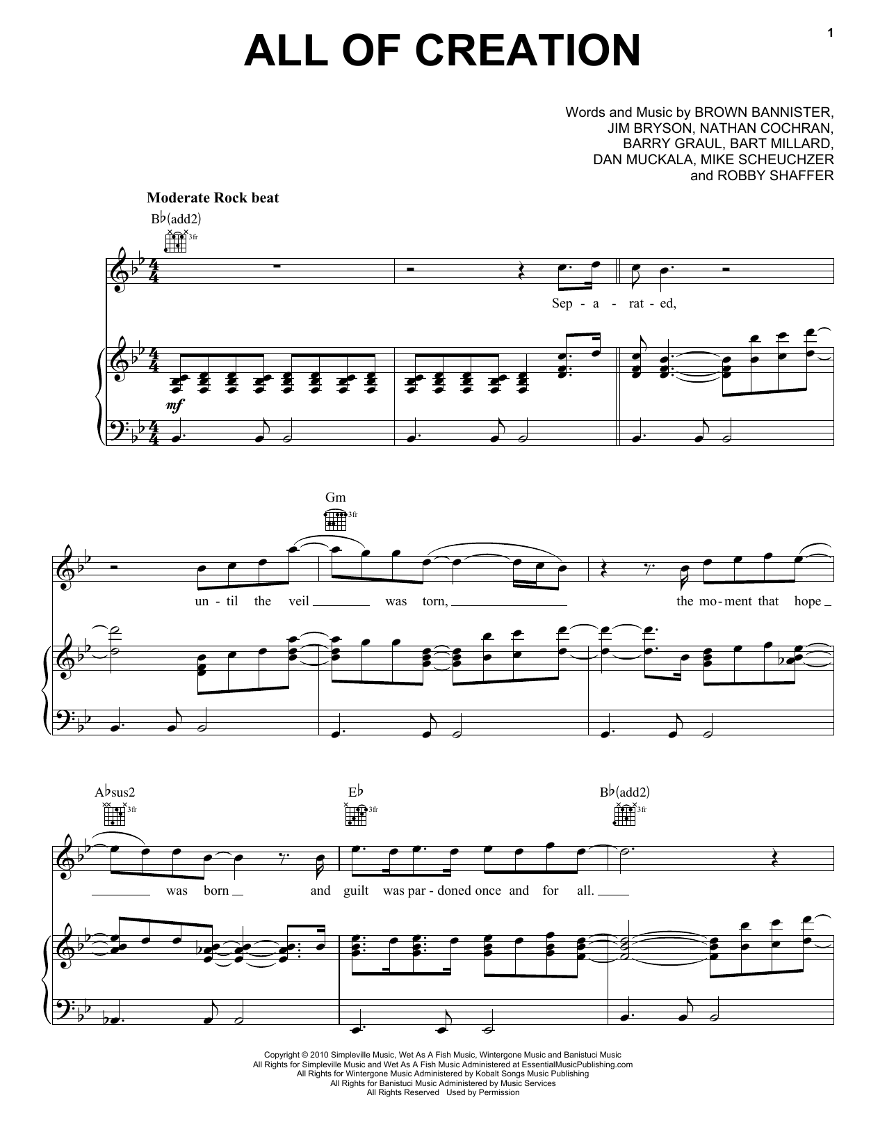 Download MercyMe All Of Creation Sheet Music
