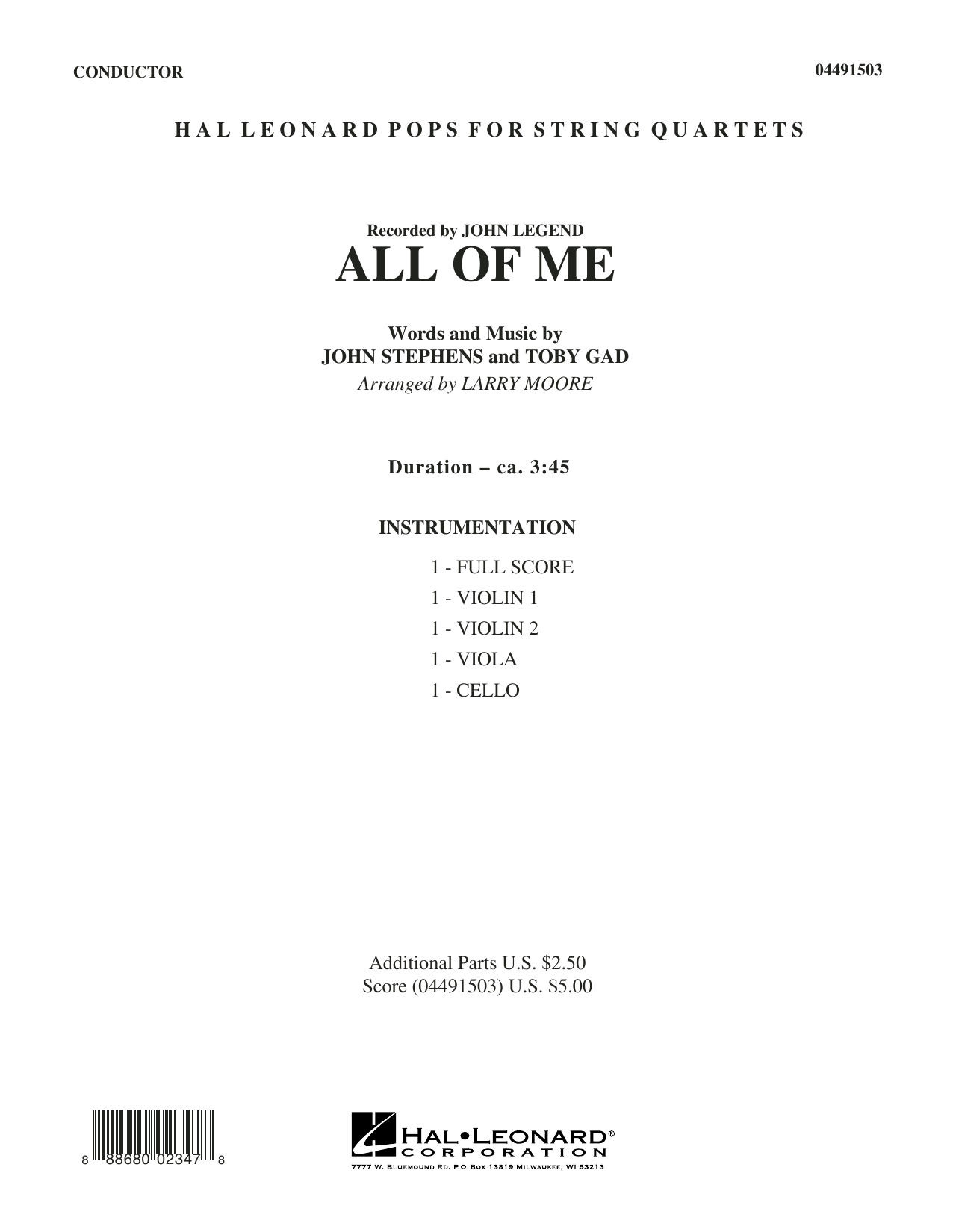 Download Larry Moore All of Me - Conductor Score (Full Score Sheet Music