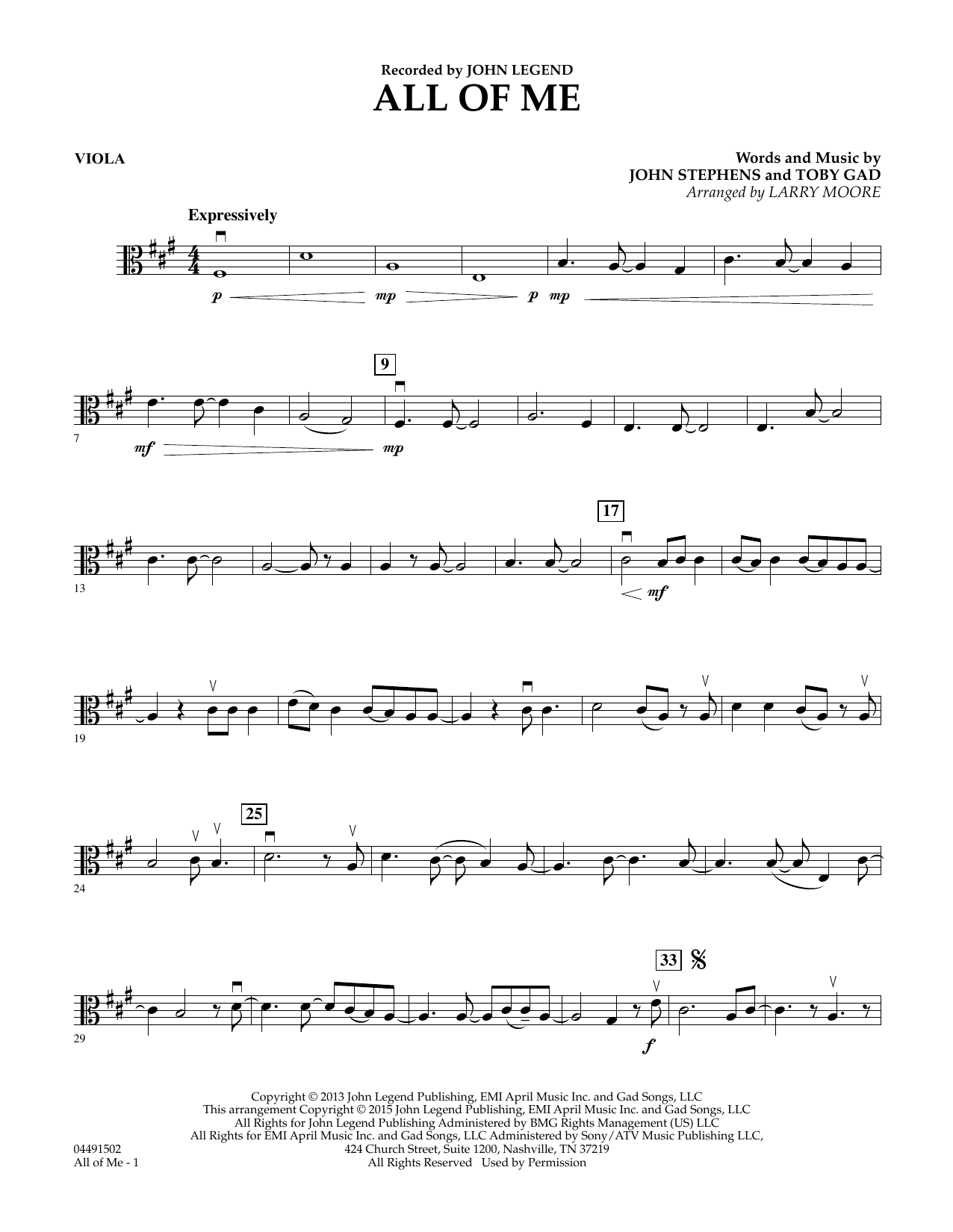 Download Larry Moore All of Me - Viola Sheet Music