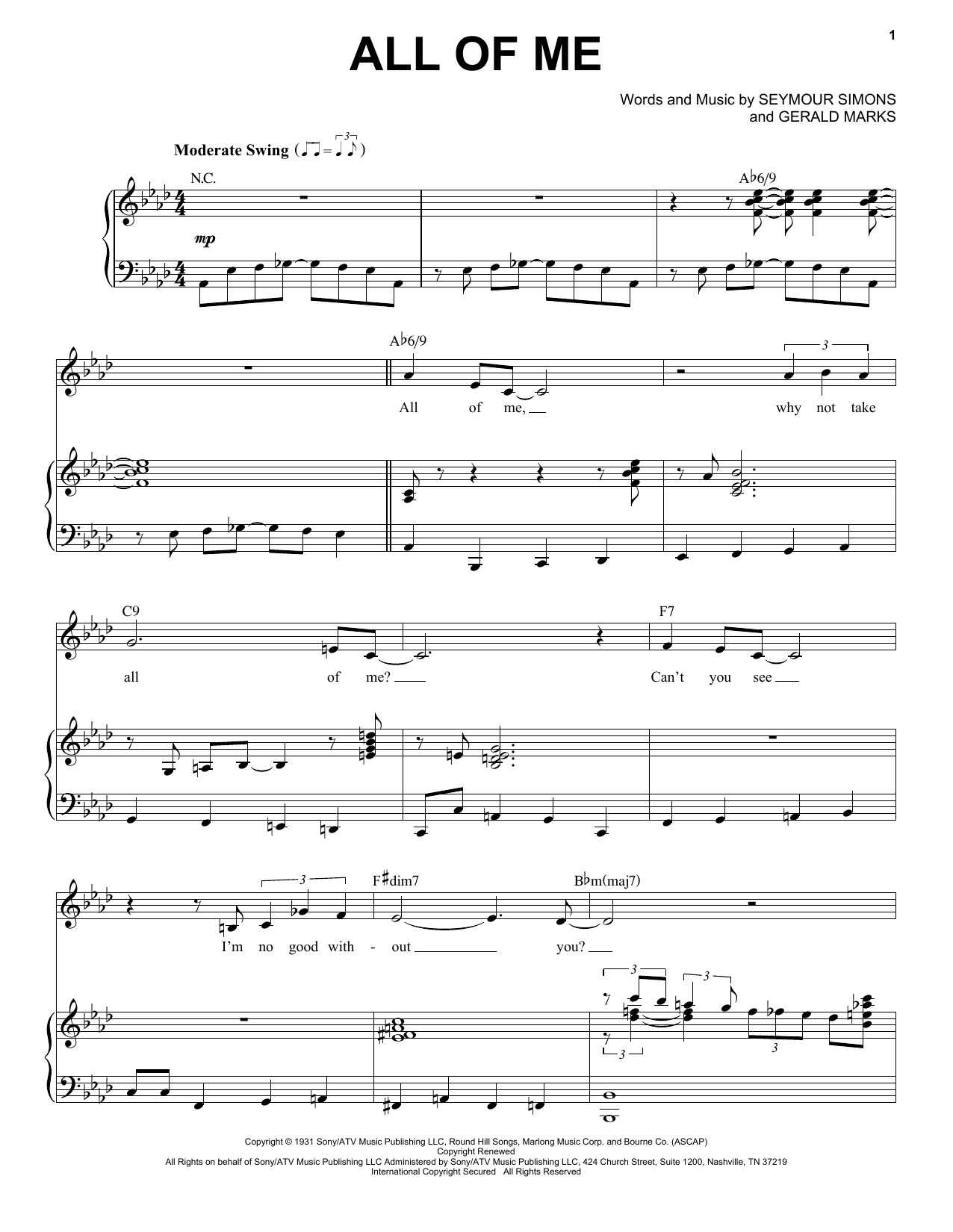 Download Frank Sinatra All Of Me Sheet Music