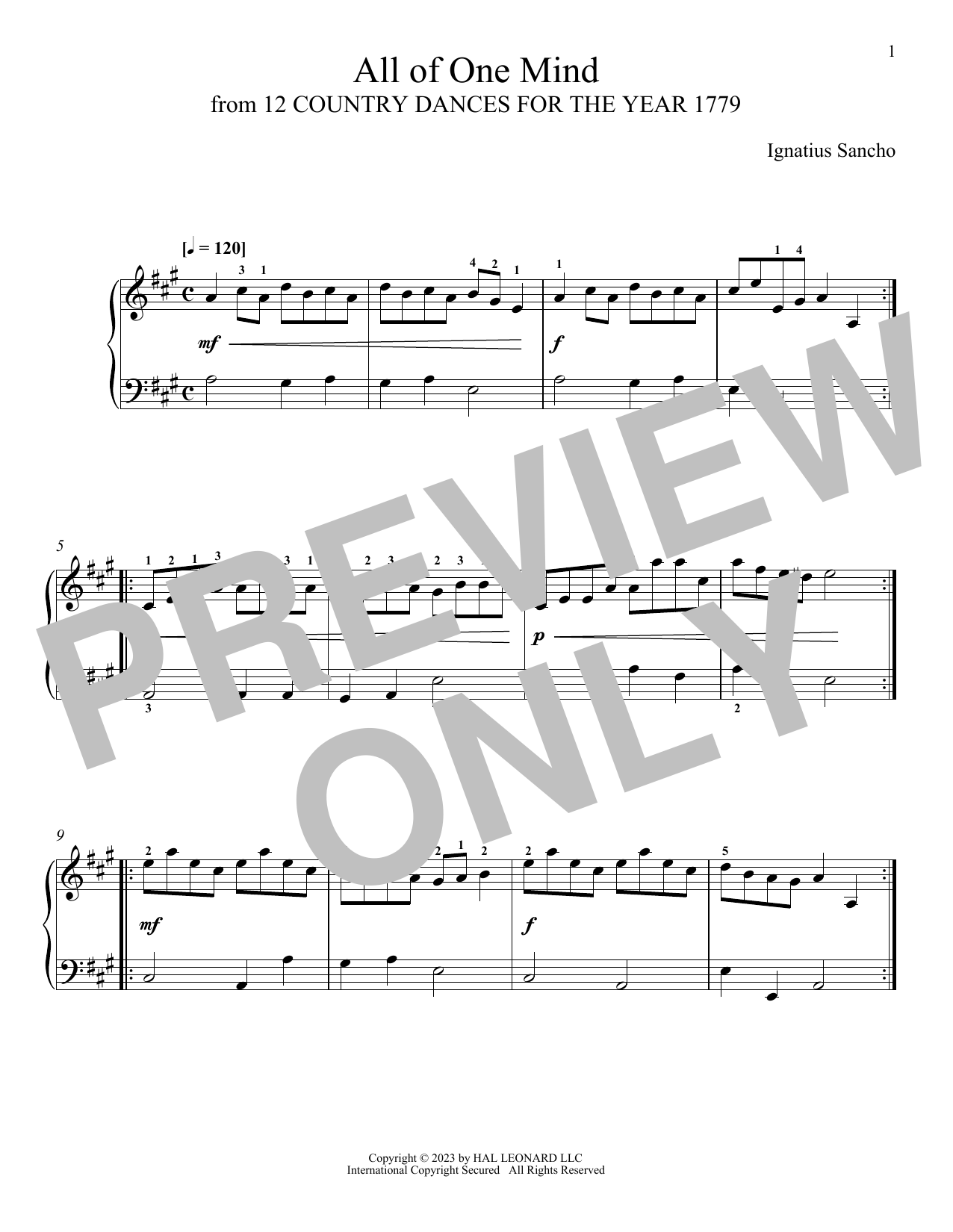 Download Ignatius Sancho All Of One Mind Sheet Music