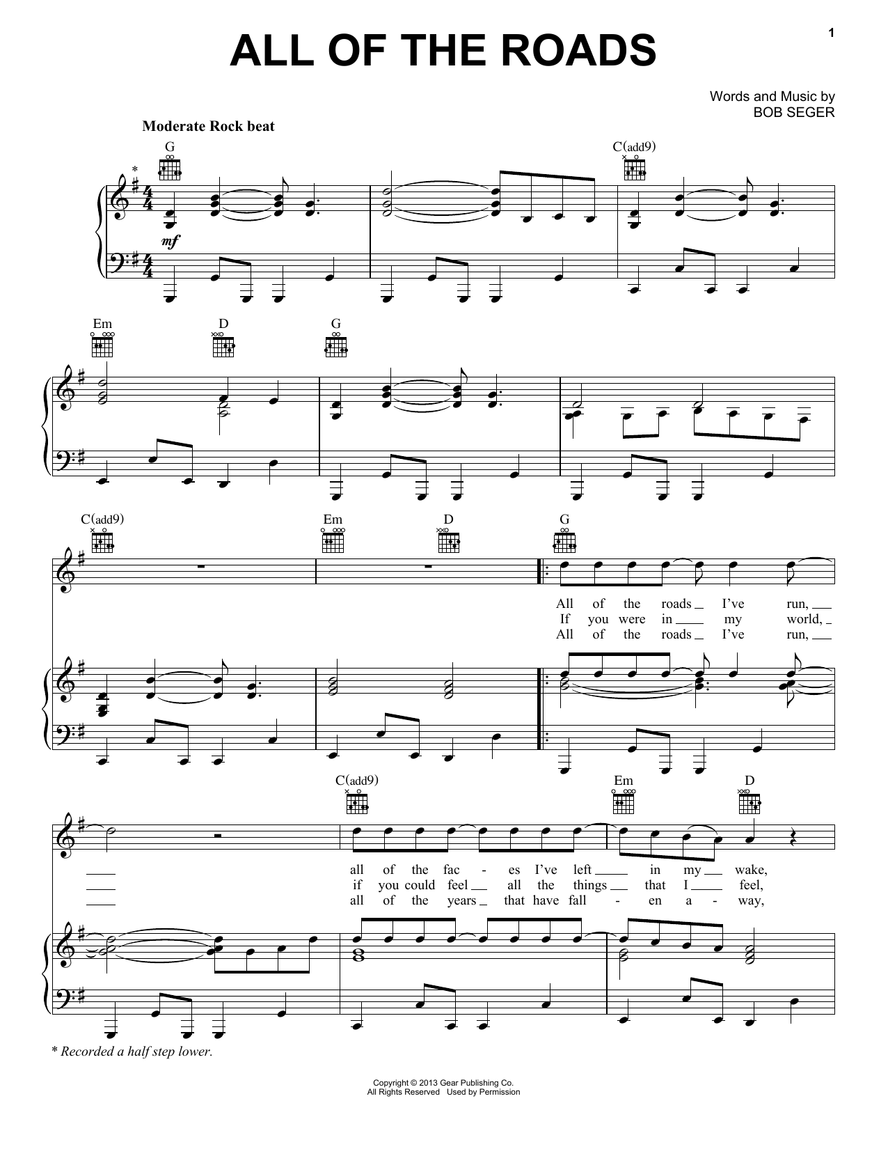 Download Bob Seger All Of The Roads Sheet Music