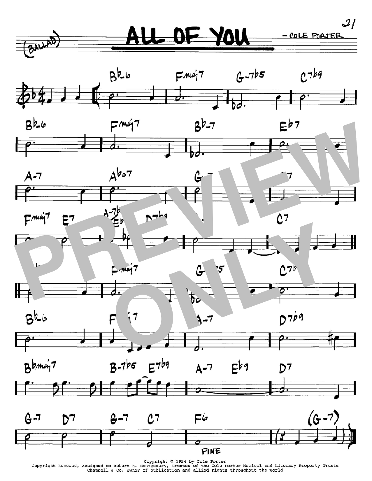 Download Cole Porter All Of You Sheet Music
