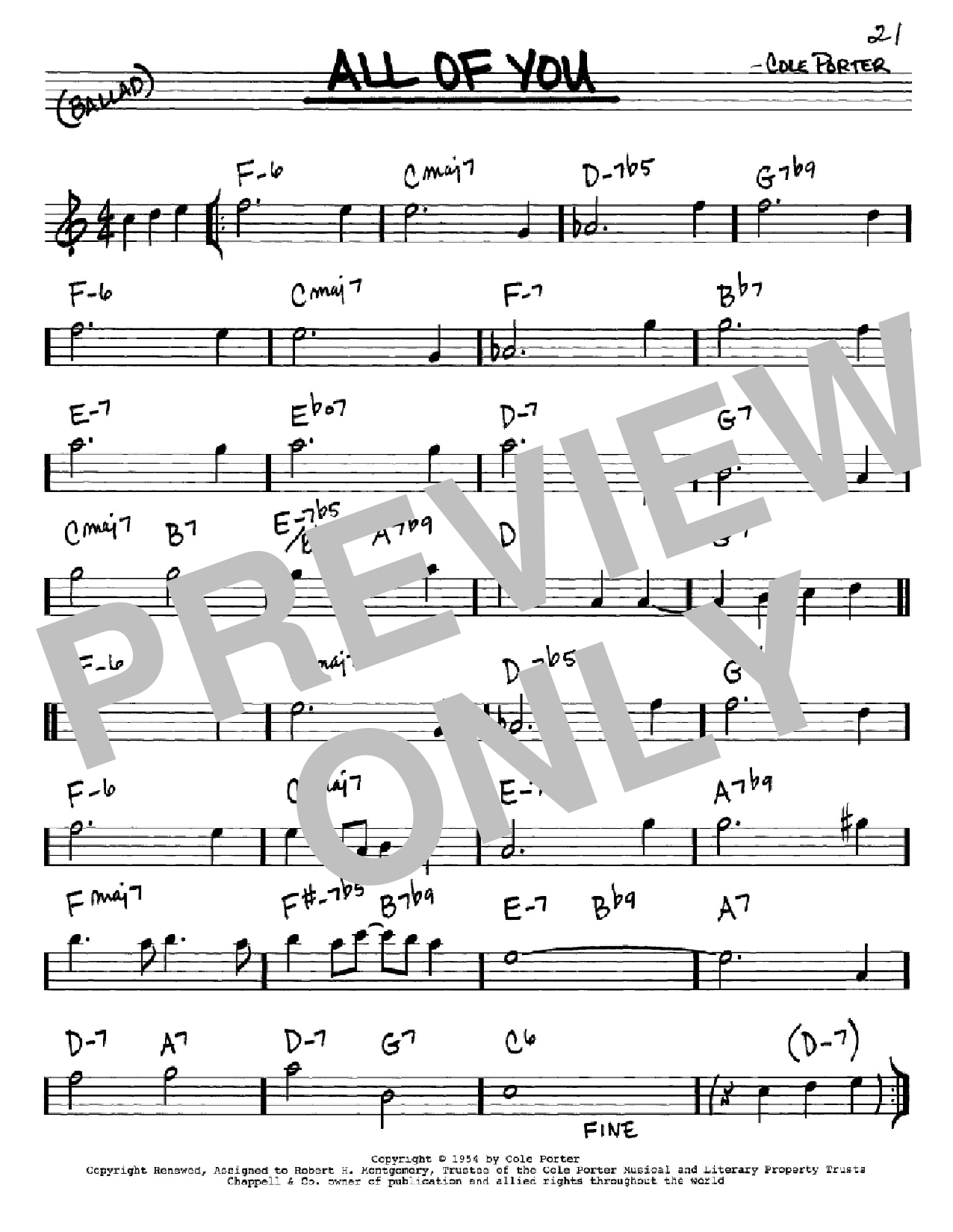 Download Cole Porter All Of You Sheet Music