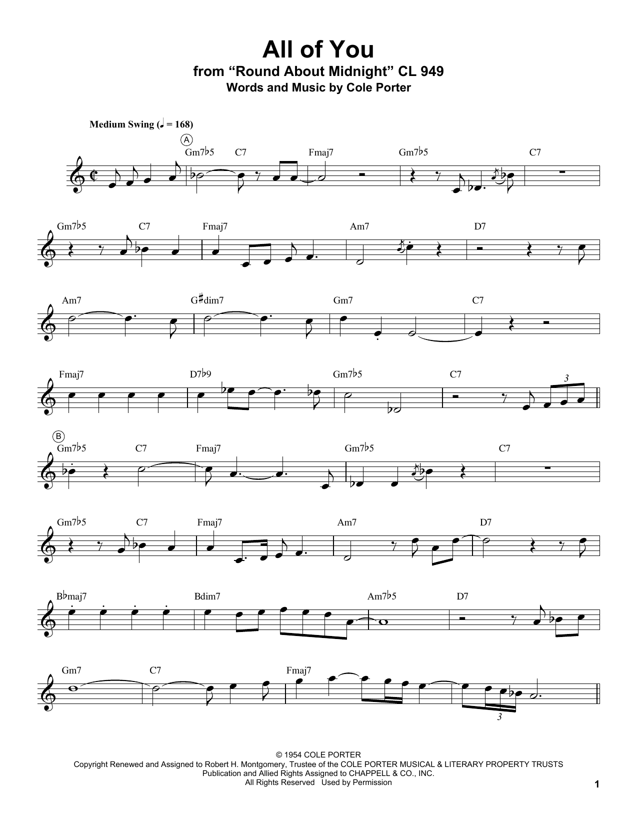 Download Miles Davis All Of You Sheet Music