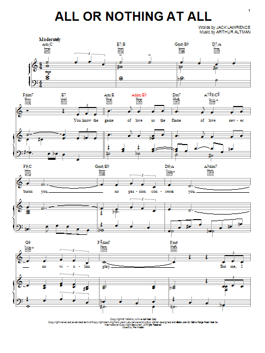 Download Frank Sinatra All Or Nothing At All Sheet Music