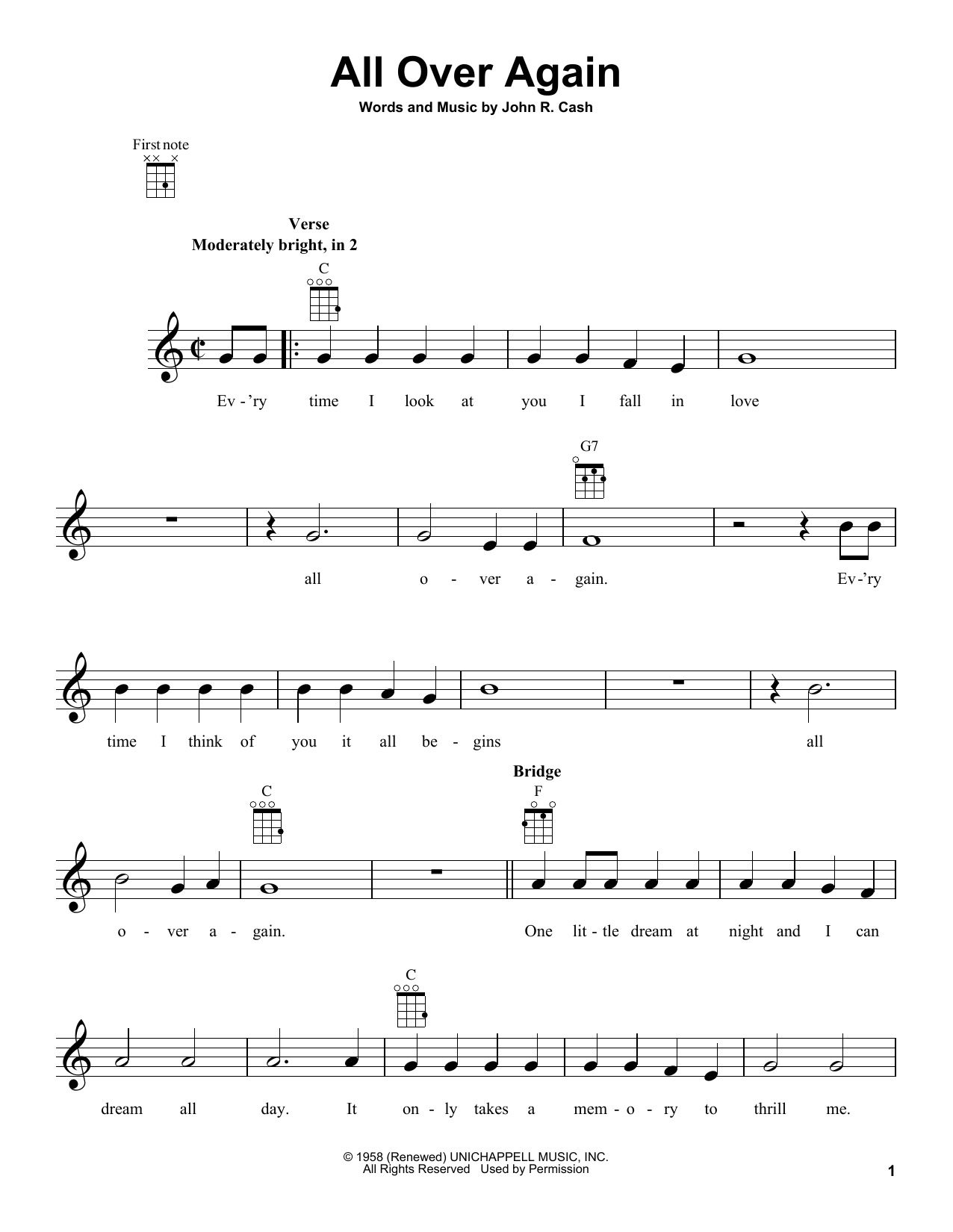 Download Johnny Cash All Over Again Sheet Music