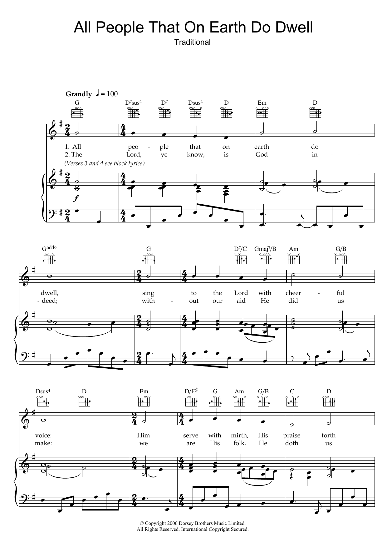 Download Traditional All People That On Earth Do Dwell Sheet Music