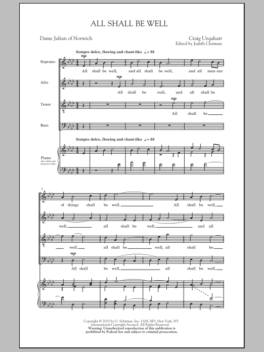 Download Judith Clurman All Shall Be Well Sheet Music