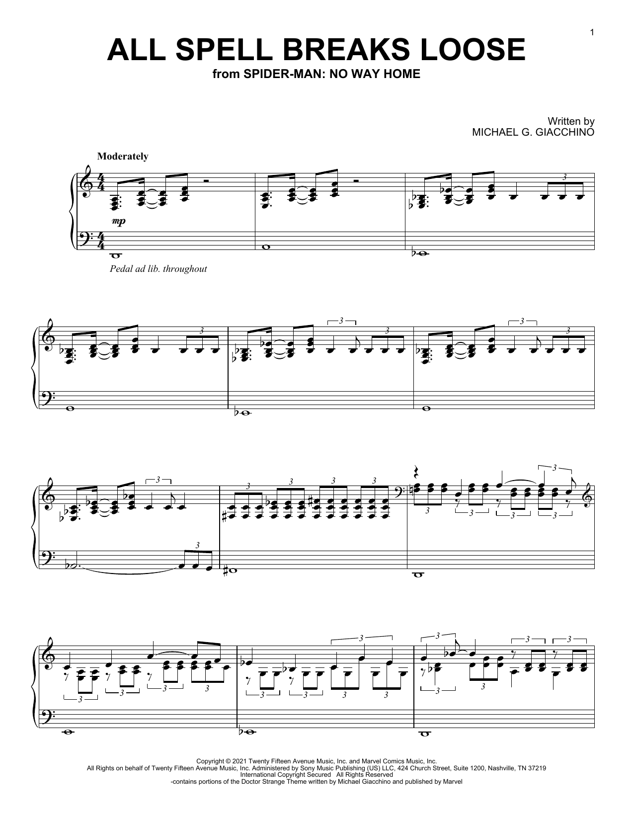 Download Michael Giacchino All Spell Breaks Loose (from Spider-Man Sheet Music