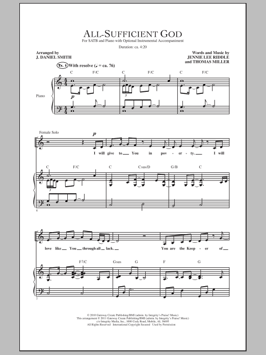 Download J. Daniel Smith All-Sufficient God Sheet Music
