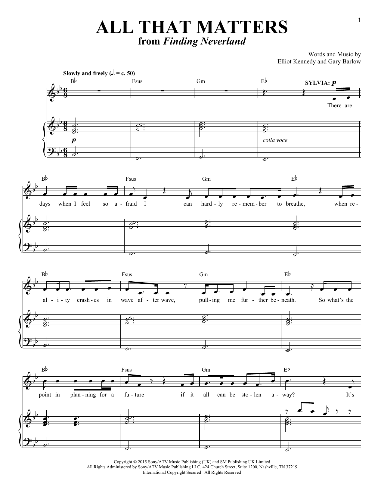 Download Gary Barlow & Eliot Kennedy All That Matters (from 'Finding Neverla Sheet Music