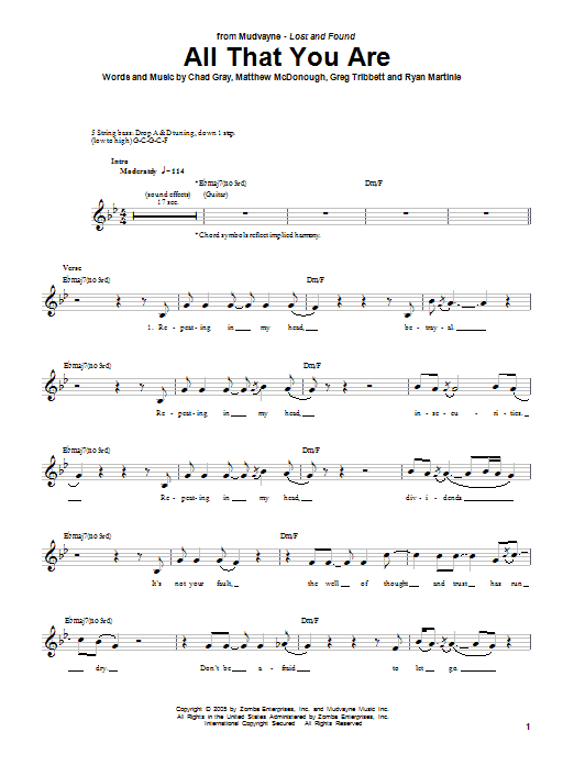 Download Mudvayne All That You Are Sheet Music