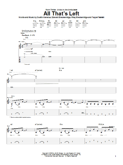 Download Thrice All That's Left Sheet Music