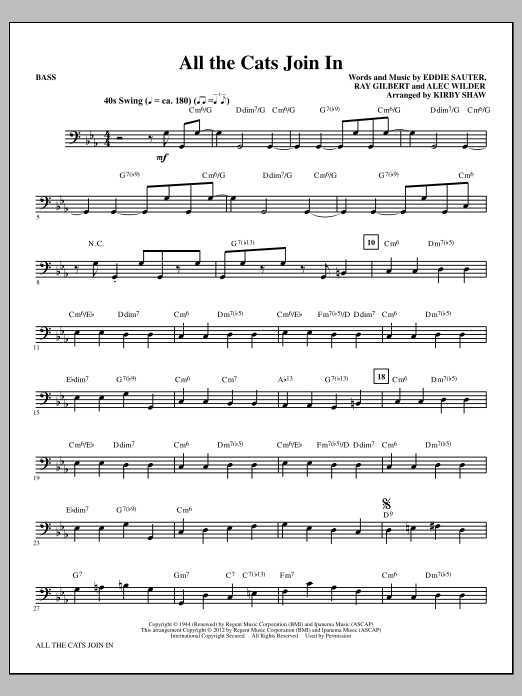 Download Kirby Shaw All The Cats Join In - Bass Sheet Music