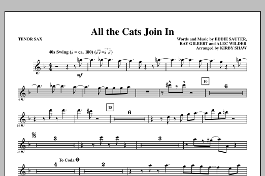 Download Kirby Shaw All The Cats Join In - Bb Tenor Saxopho Sheet Music