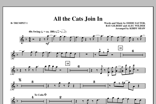 Download Kirby Shaw All The Cats Join In - Bb Trumpet 1 Sheet Music