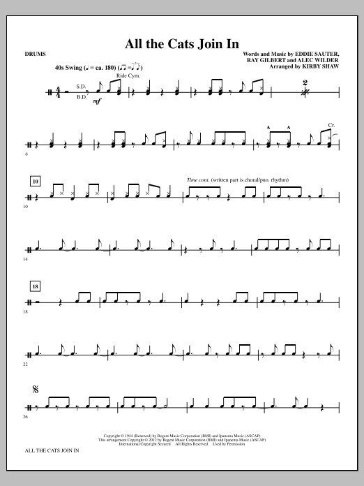 Download Kirby Shaw All The Cats Join In - Drums Sheet Music