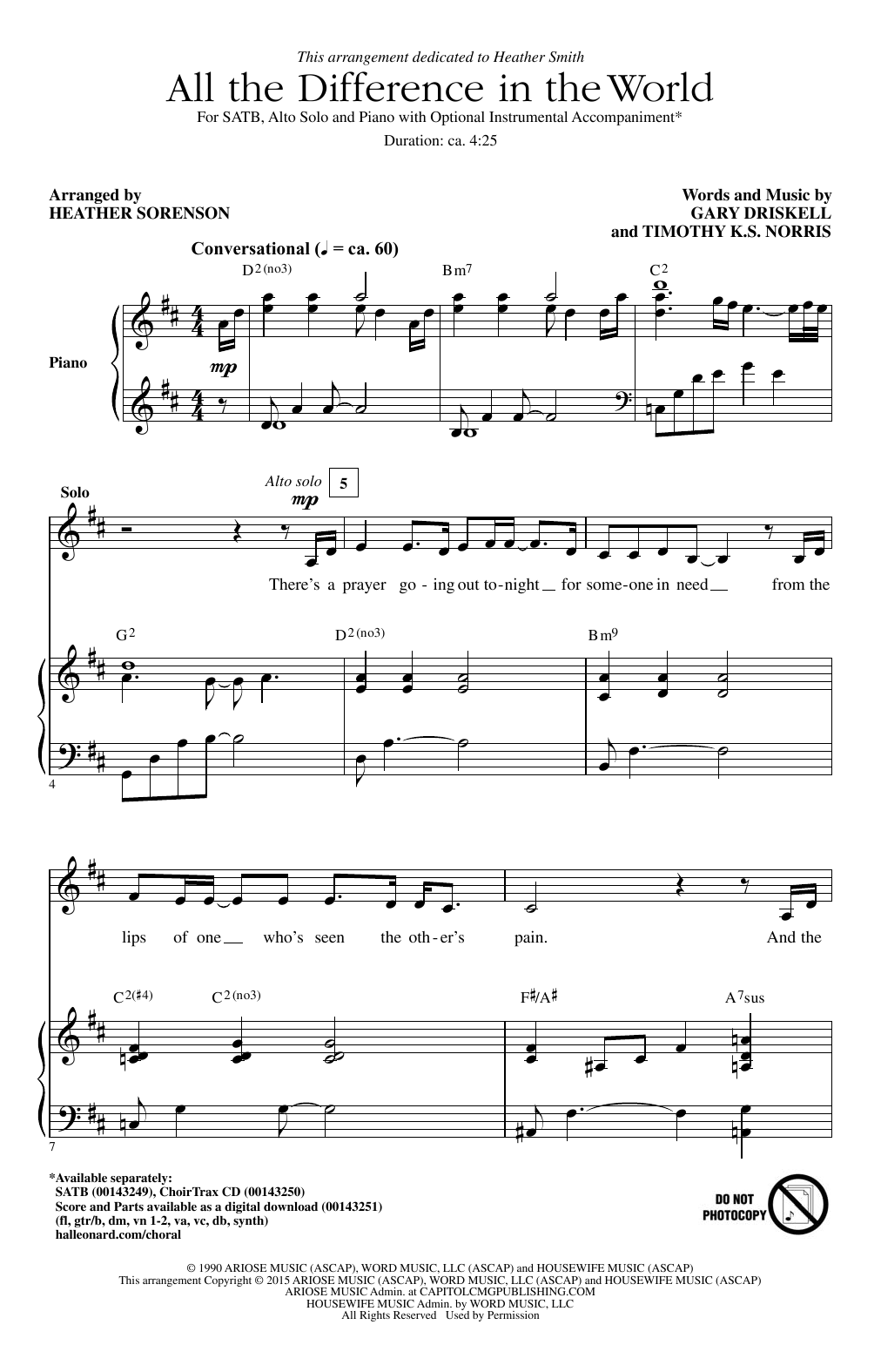 Download Heather Sorenson All The Difference In The World Sheet Music