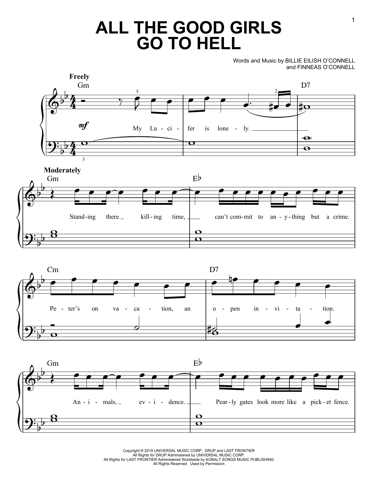 Download Billie Eilish all the good girls go to hell Sheet Music