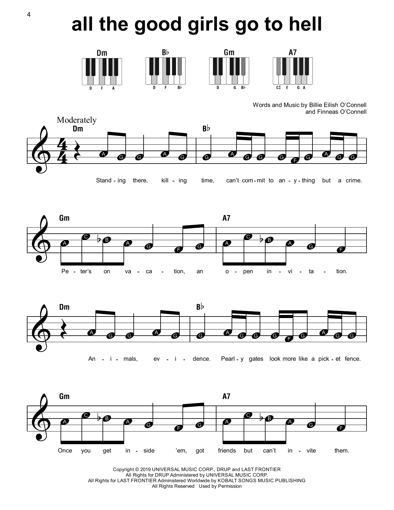 Download Billie Eilish all the good girls go to hell Sheet Music