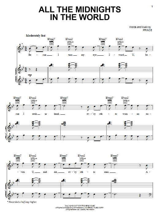 Download Prince All The Midnights In The World Sheet Music