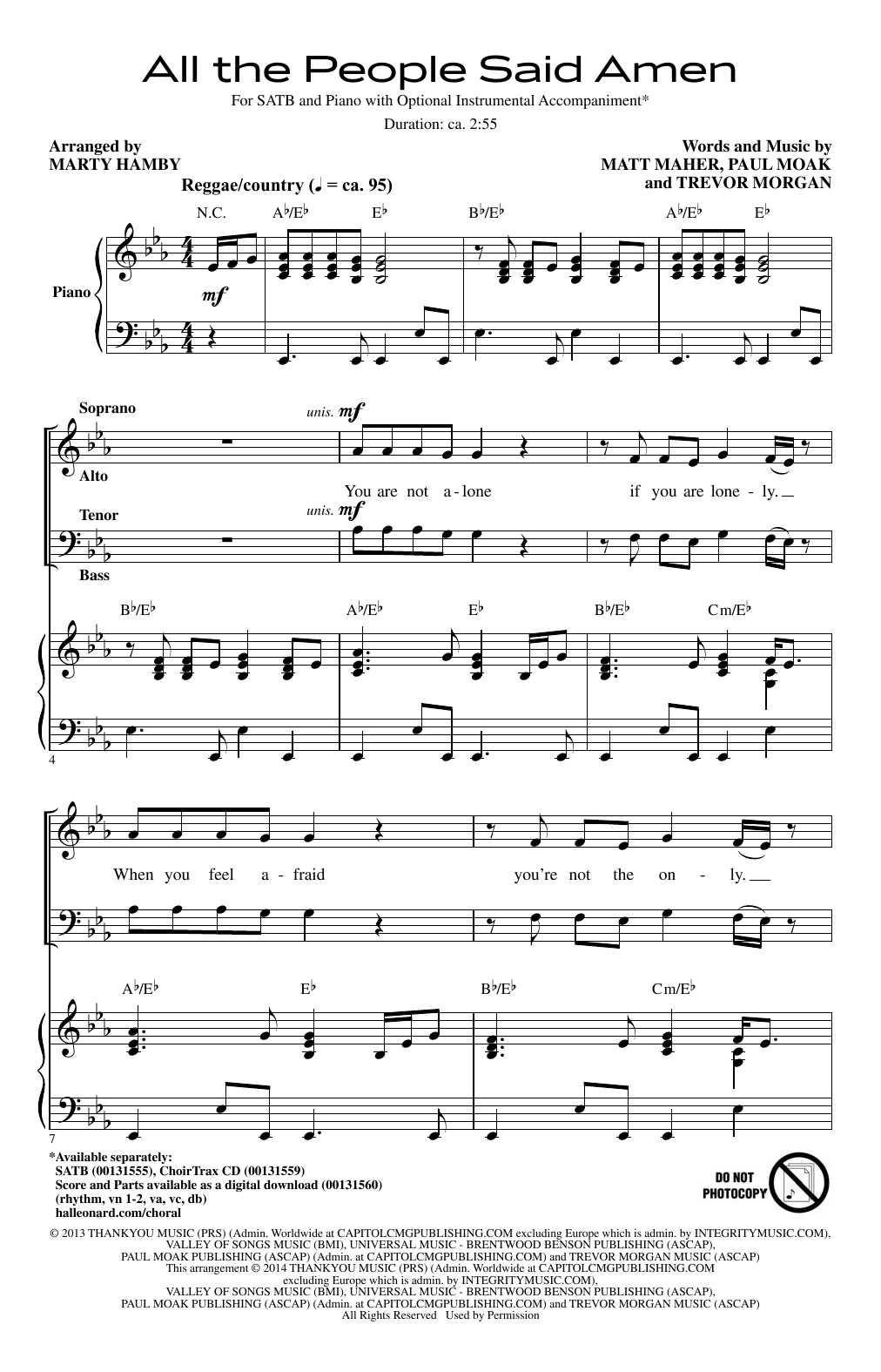Download Marty Hamby All The People Said Amen Sheet Music