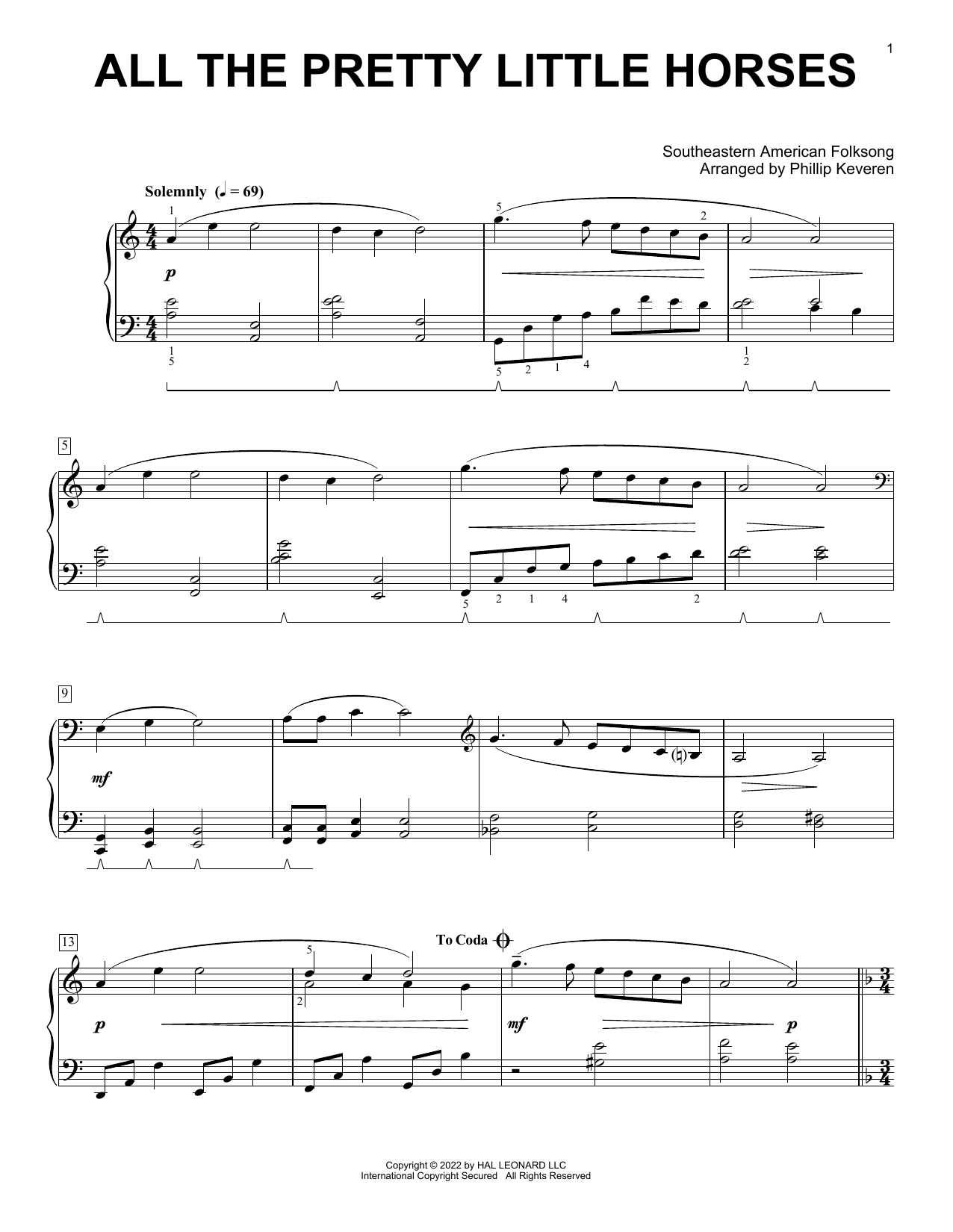Download Southeastern American Folksong All The Pretty Little Horses (arr. Phil Sheet Music