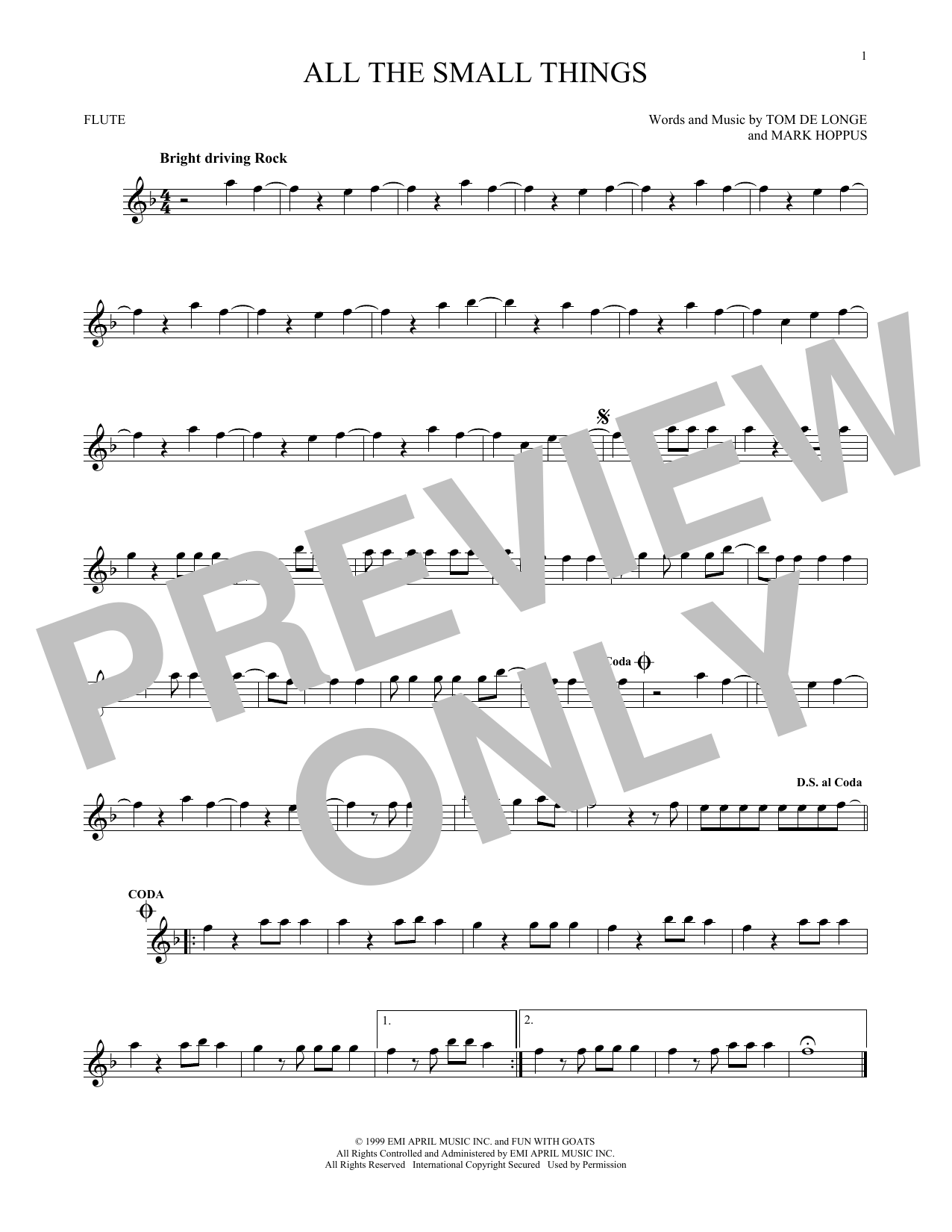 Download Blink 182 All The Small Things Sheet Music