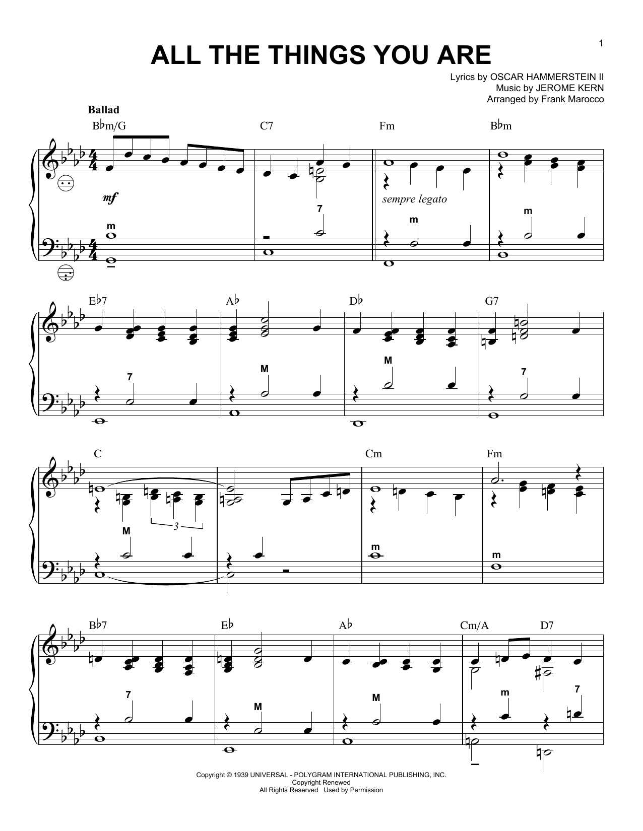 Download Frank Marocco All The Things You Are Sheet Music