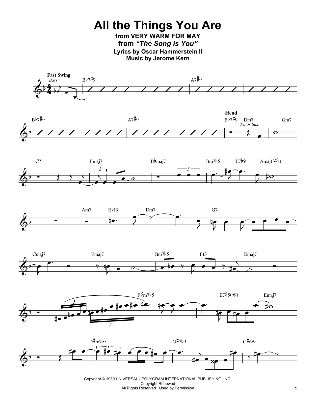Download Stan Getz All The Things You Are (from Very Warm Sheet Music