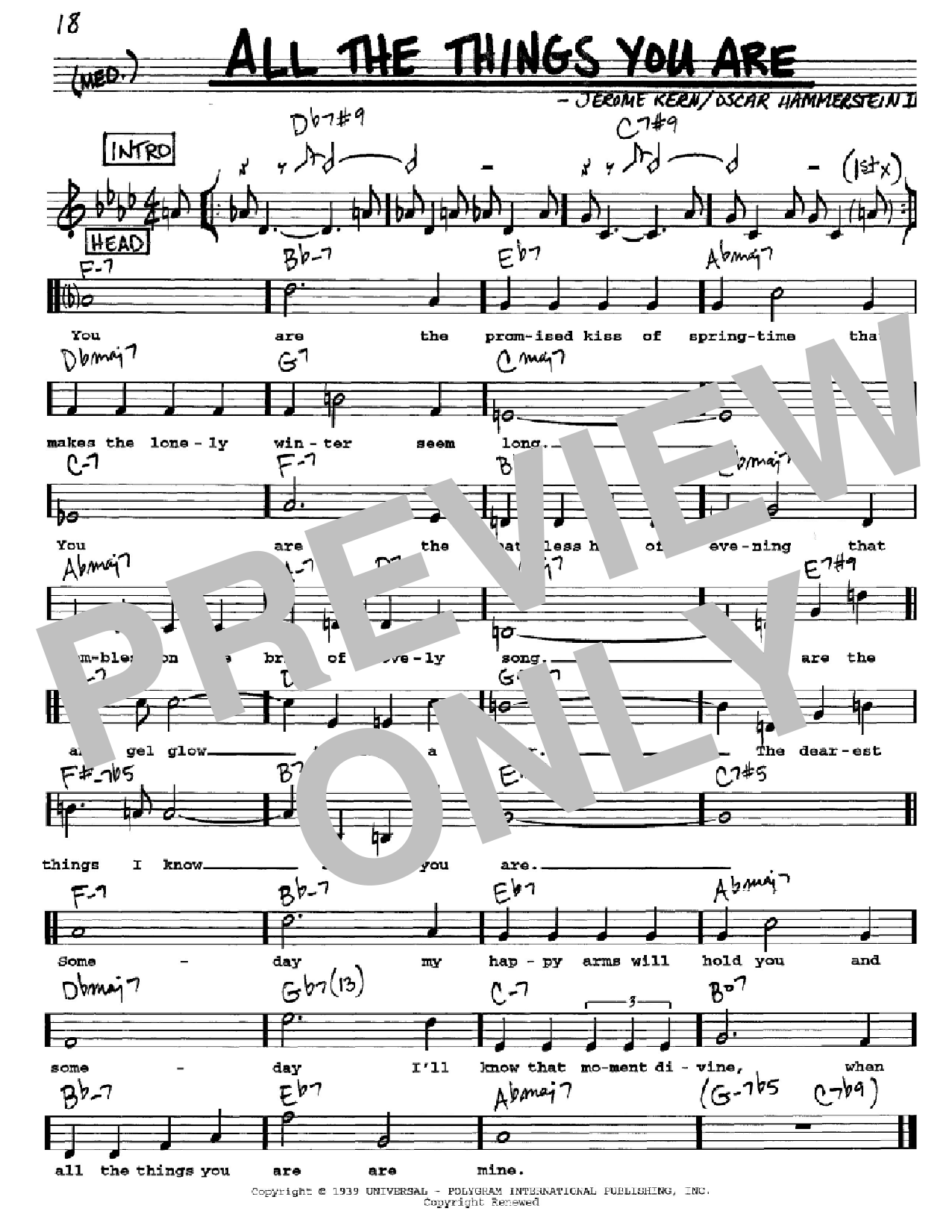 Download Jerome Kern All The Things You Are Sheet Music