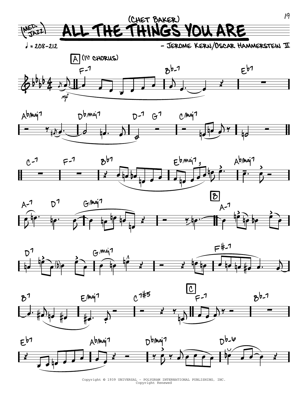 Download Chet Baker All The Things You Are (solo only) Sheet Music